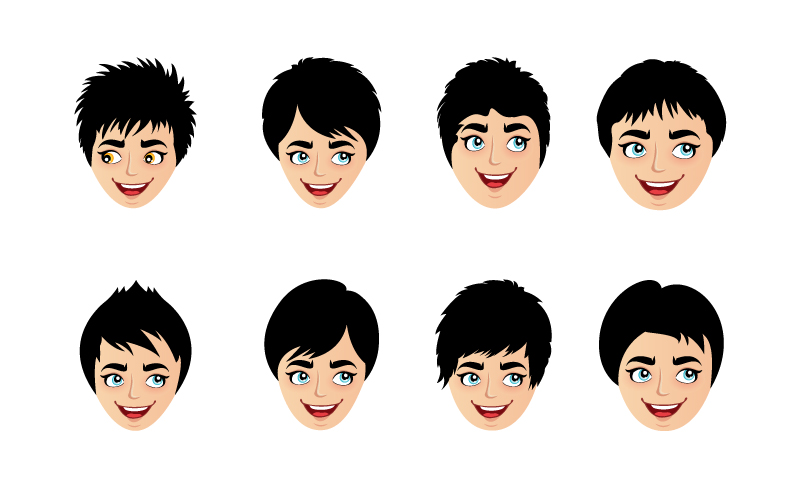 Hairstyle And Heads Design Vector