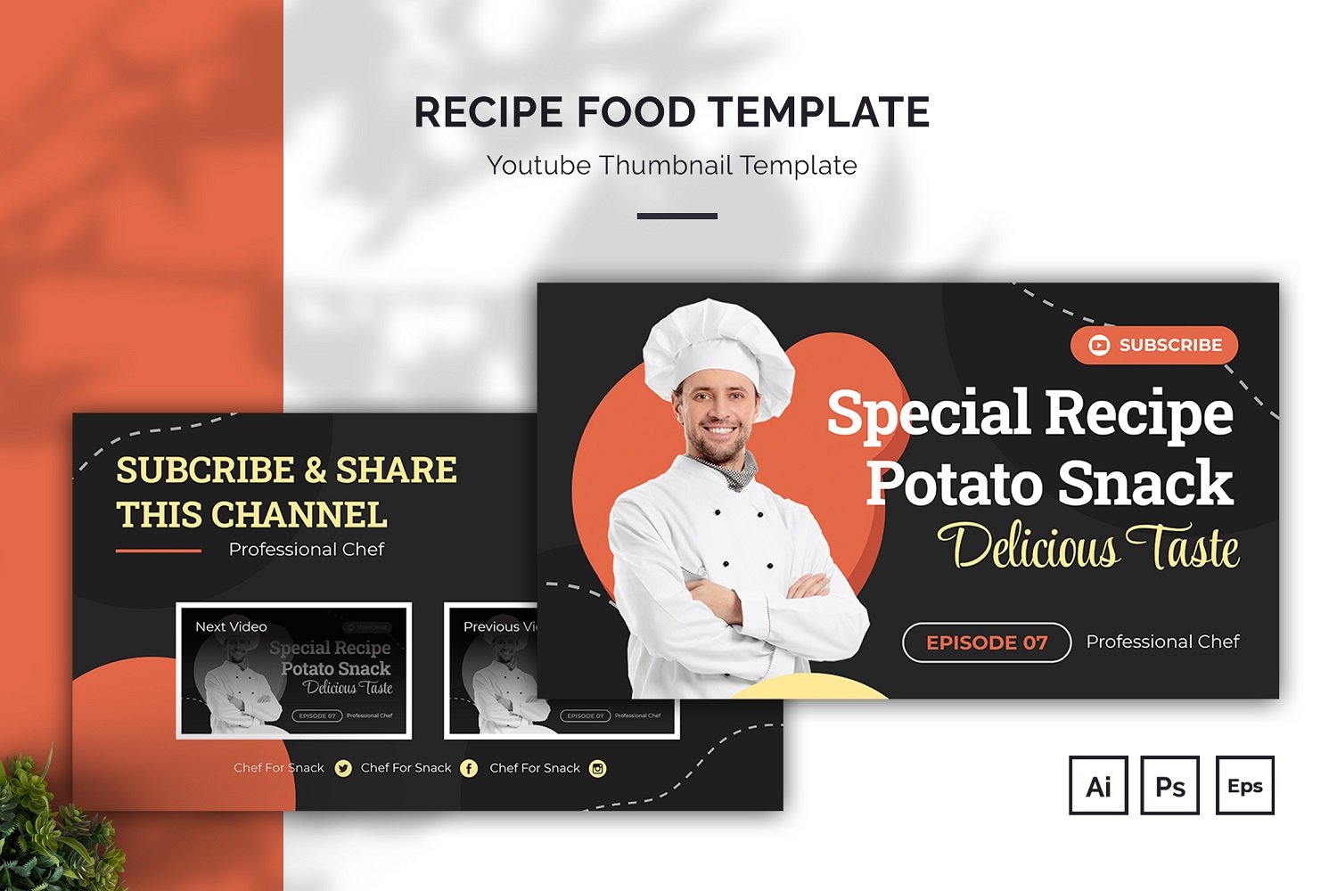 Food Recipes Youtube Thumbnail Template