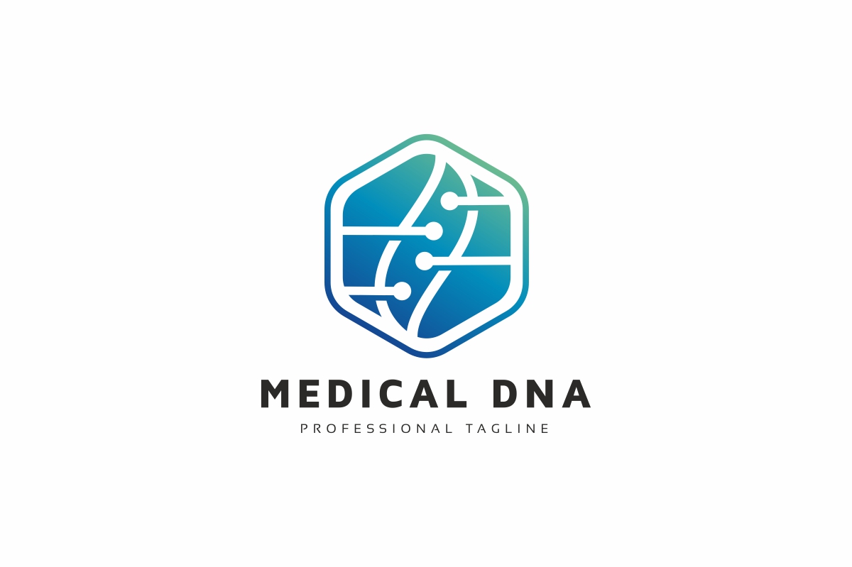 Medical Dna Hexagon Tech Logo