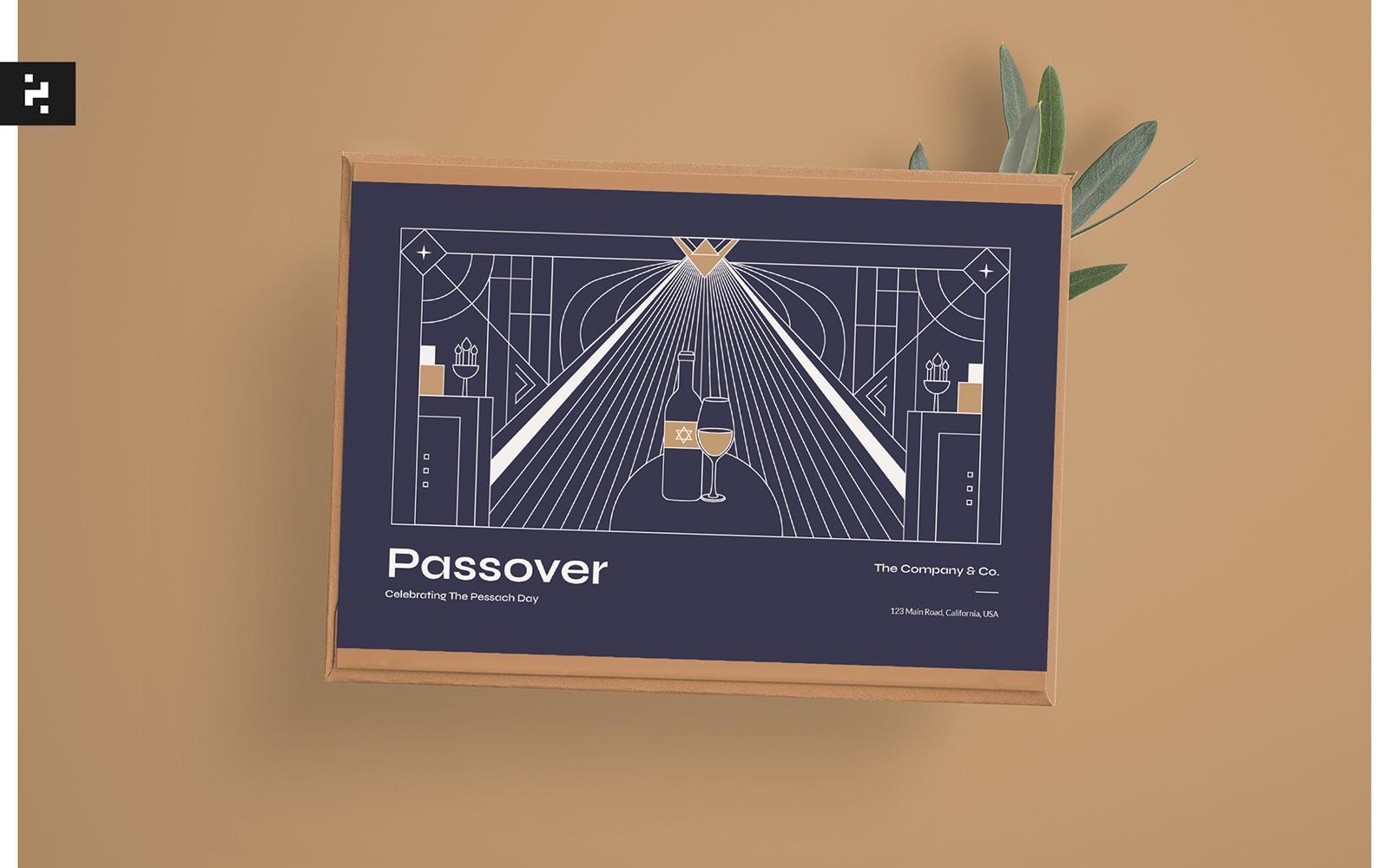 Passover Greeting Card - Art Deco Line Style