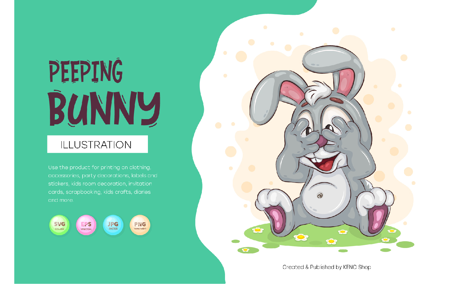 Peeping Easter Bunny. T-Shirt, PNG, SVG.
