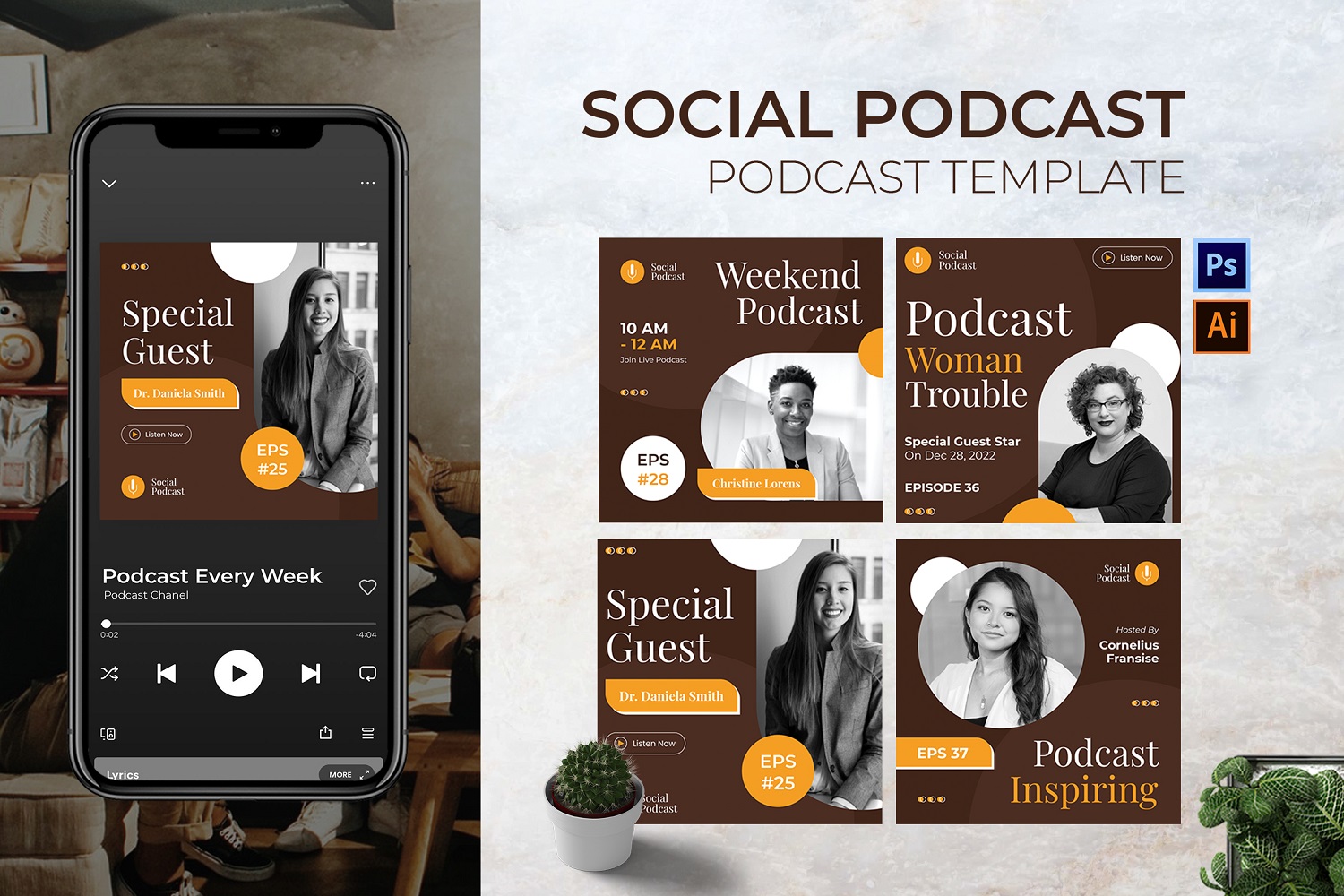 Social Podcast Cover Template