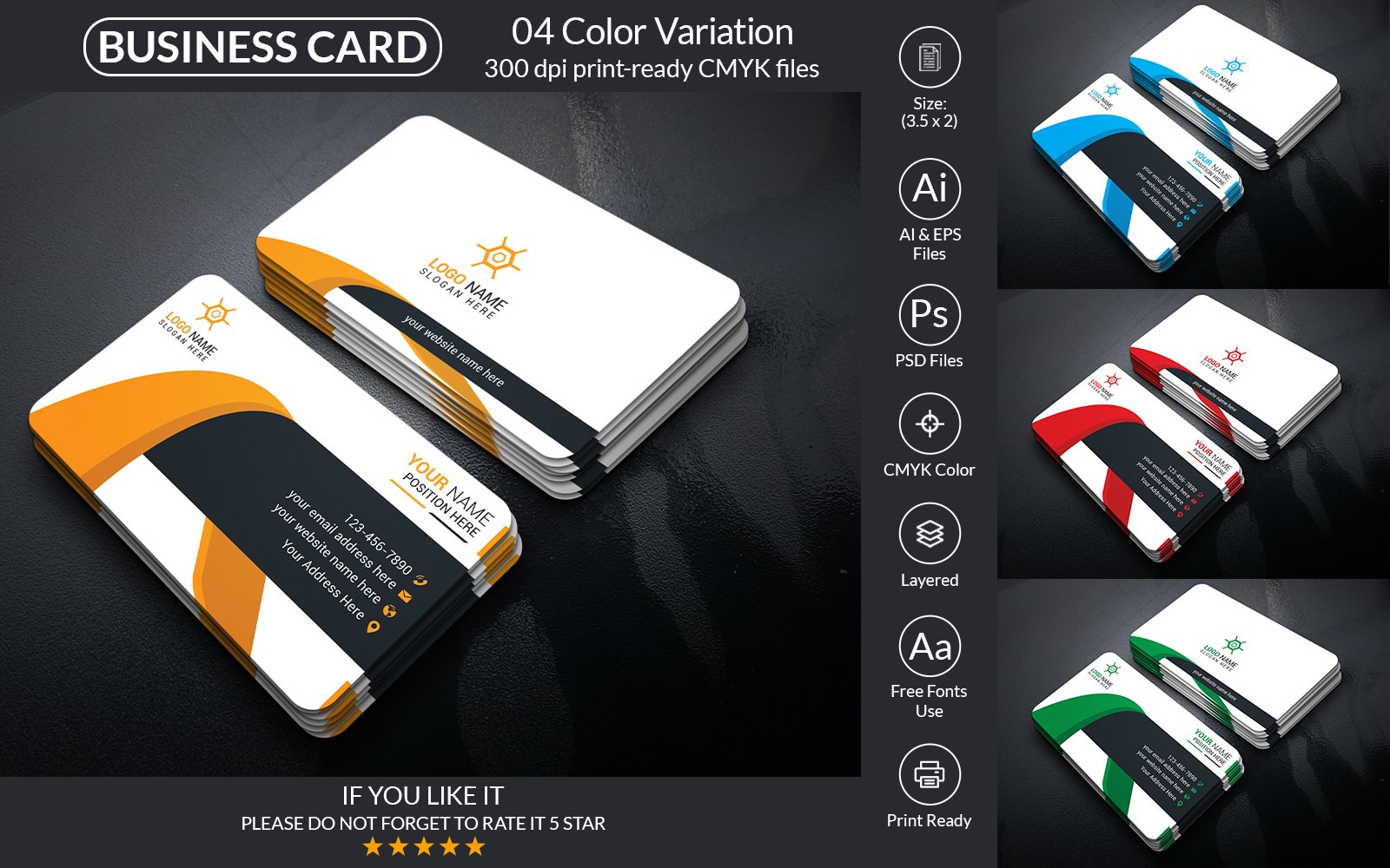 Creative Business Card Template Design With Vector