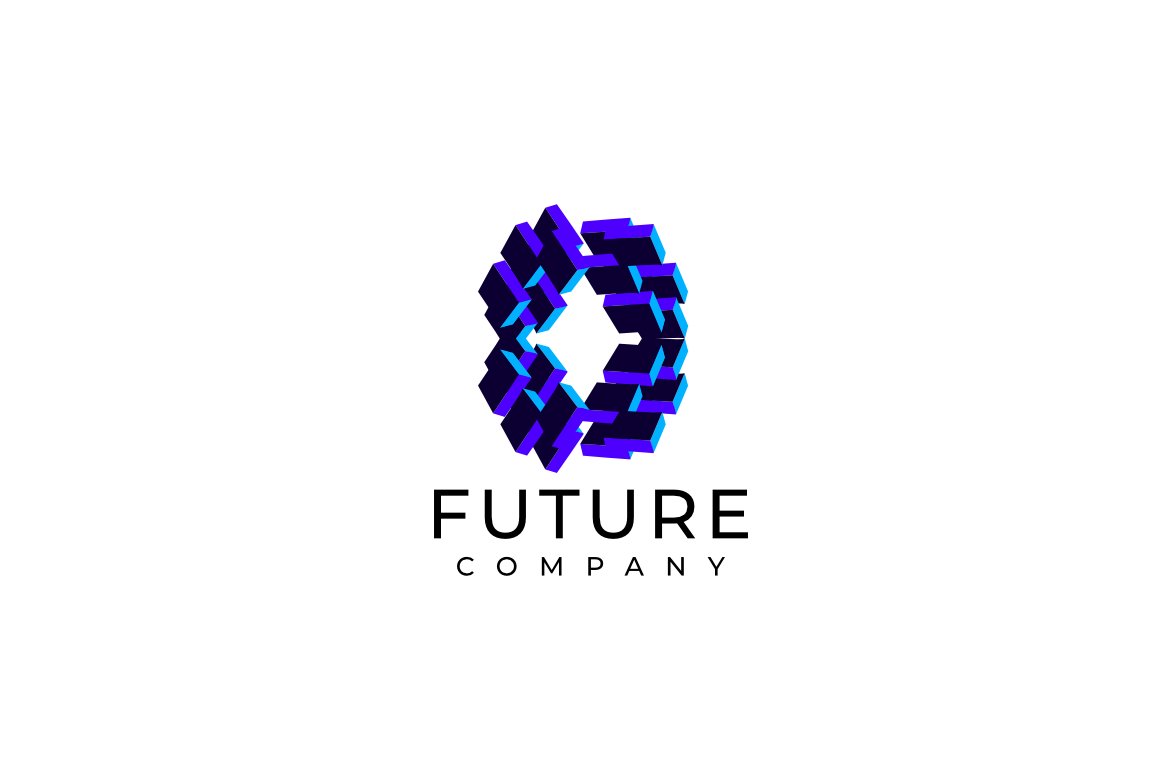 Techno Block Futuristic Letter O Logo