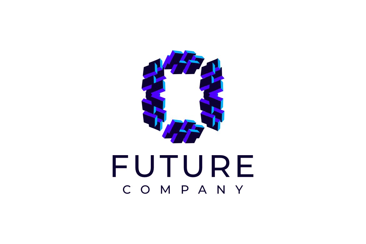 Techno Block Futuristic Letter O Flat Logo