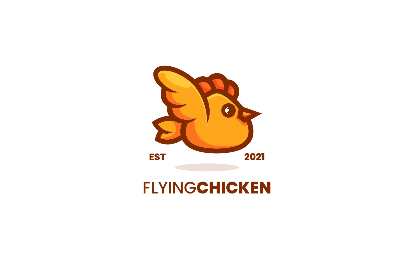 Flying Chicken Simple Mascot Logo