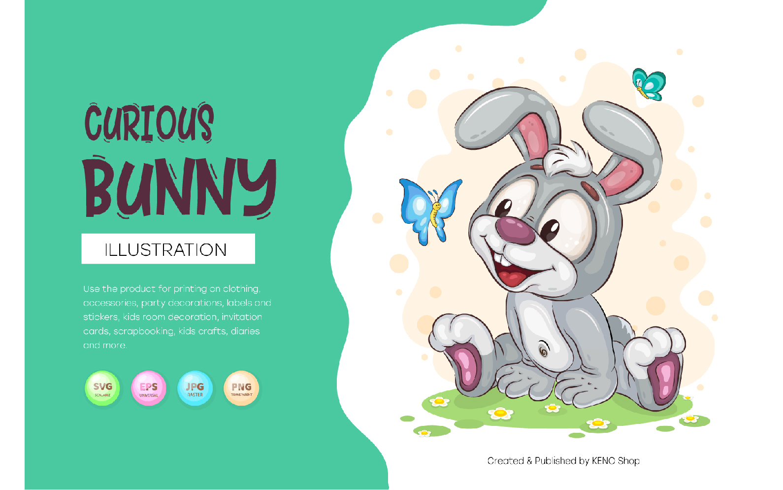 Curious Easter Bunny. T-Shirt, PNG, SVG.