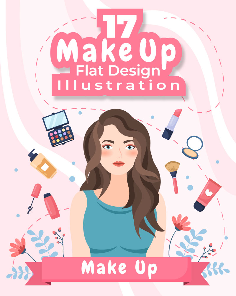 17 Make Up Cosmetics Collection Illustration