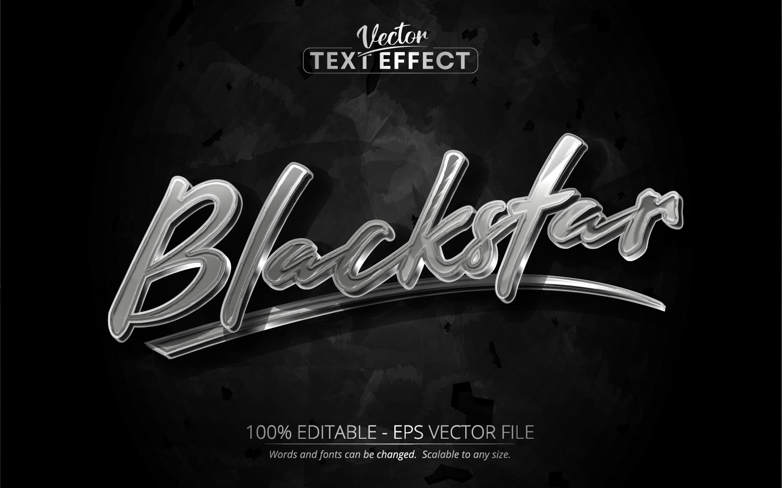 Blackstar - Editable Text Effect, Black Metallic And Silver Text Style, Graphics Illustration