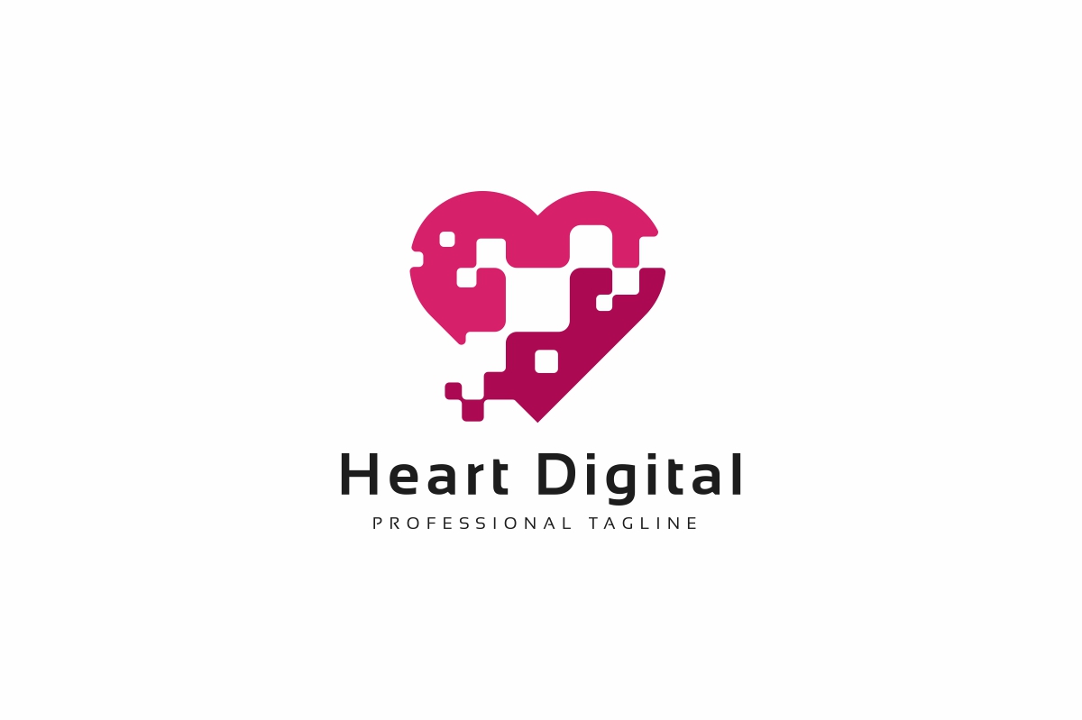 Heart Digital Pixel Tech Logo
