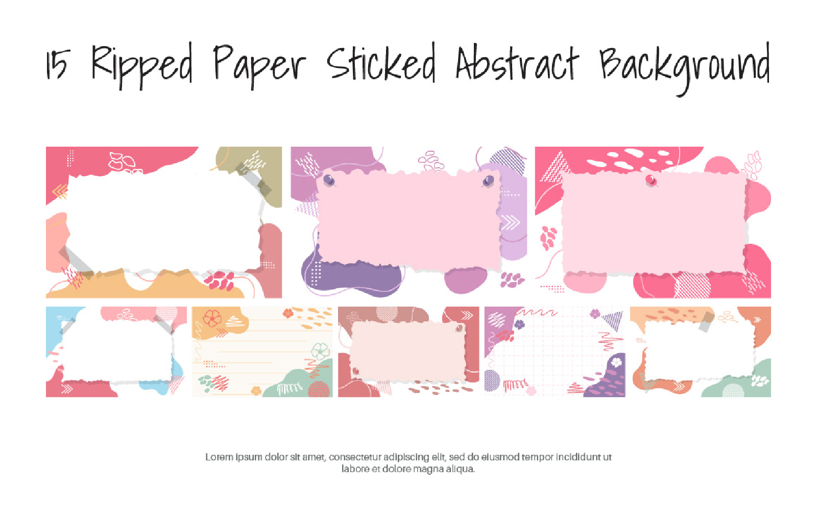 15 Ripped Paper Sticked Abstract Background