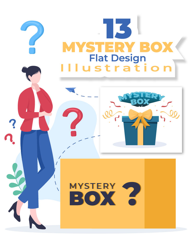 13 Mystery Gift Box Cartoon Illustration