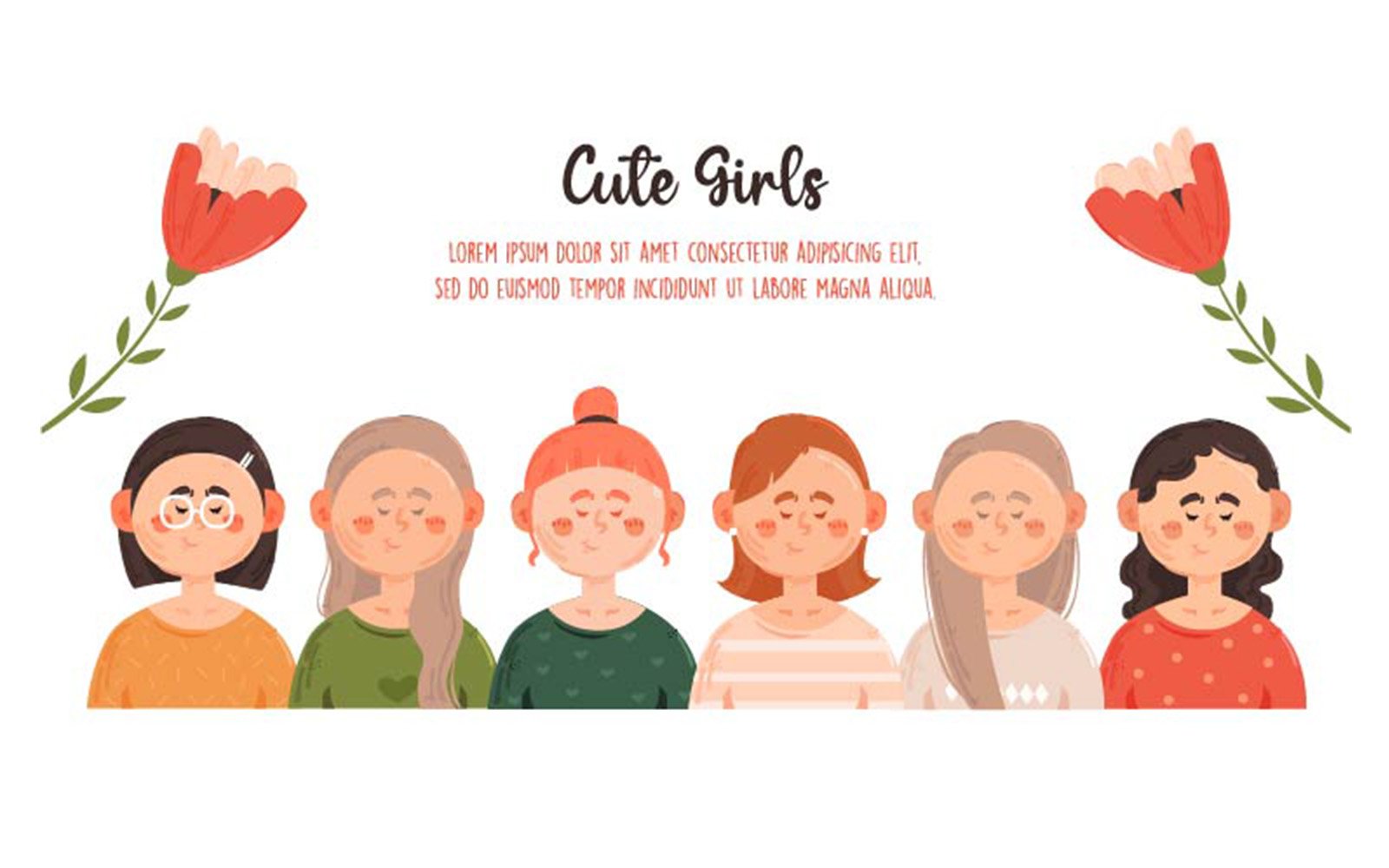 Cute Girls Collection Illustration