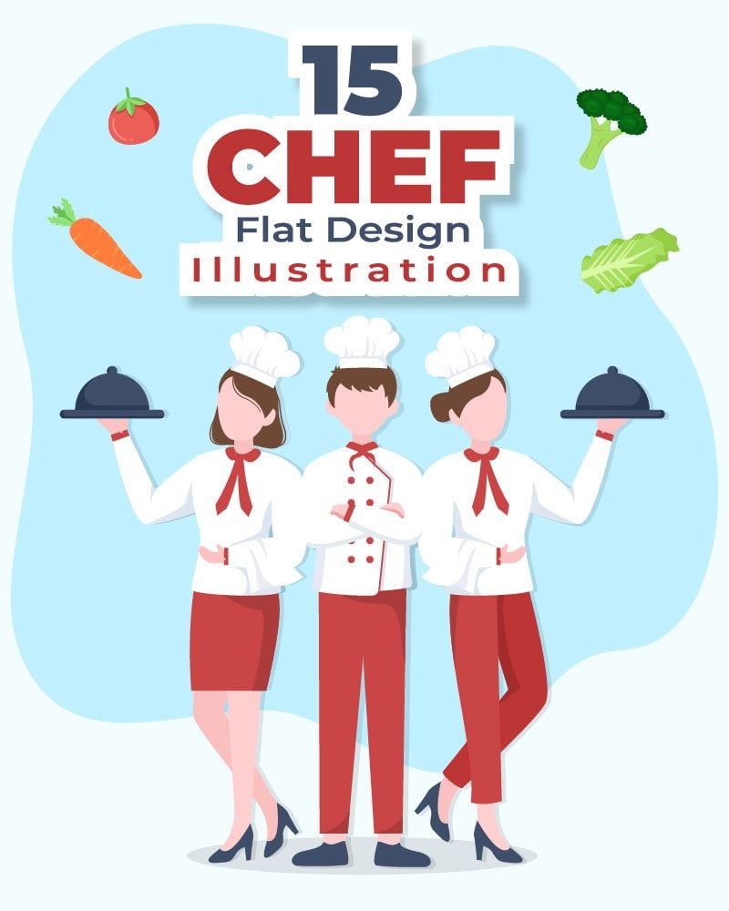 15 Professional Chef Cartoon Character Illustration