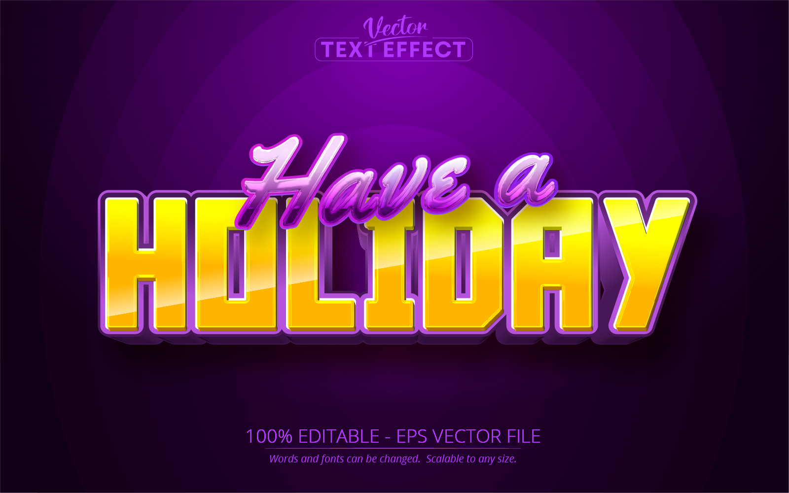 Holiday - Editable Text Effect, Purple Cartoon Text Style, Graphics Illustration