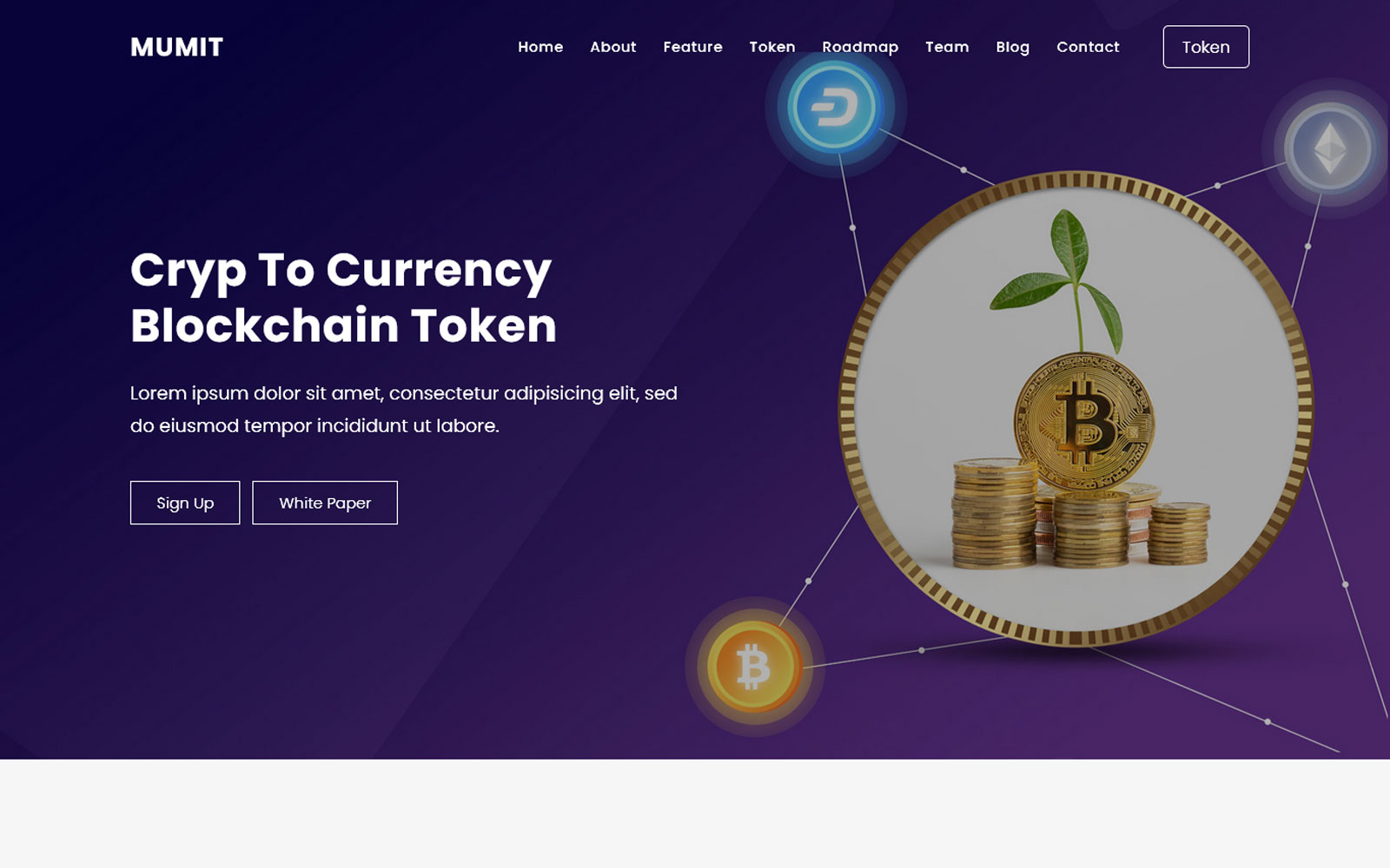 Mumit -  ICO  & Bitcoin Landing Page Template