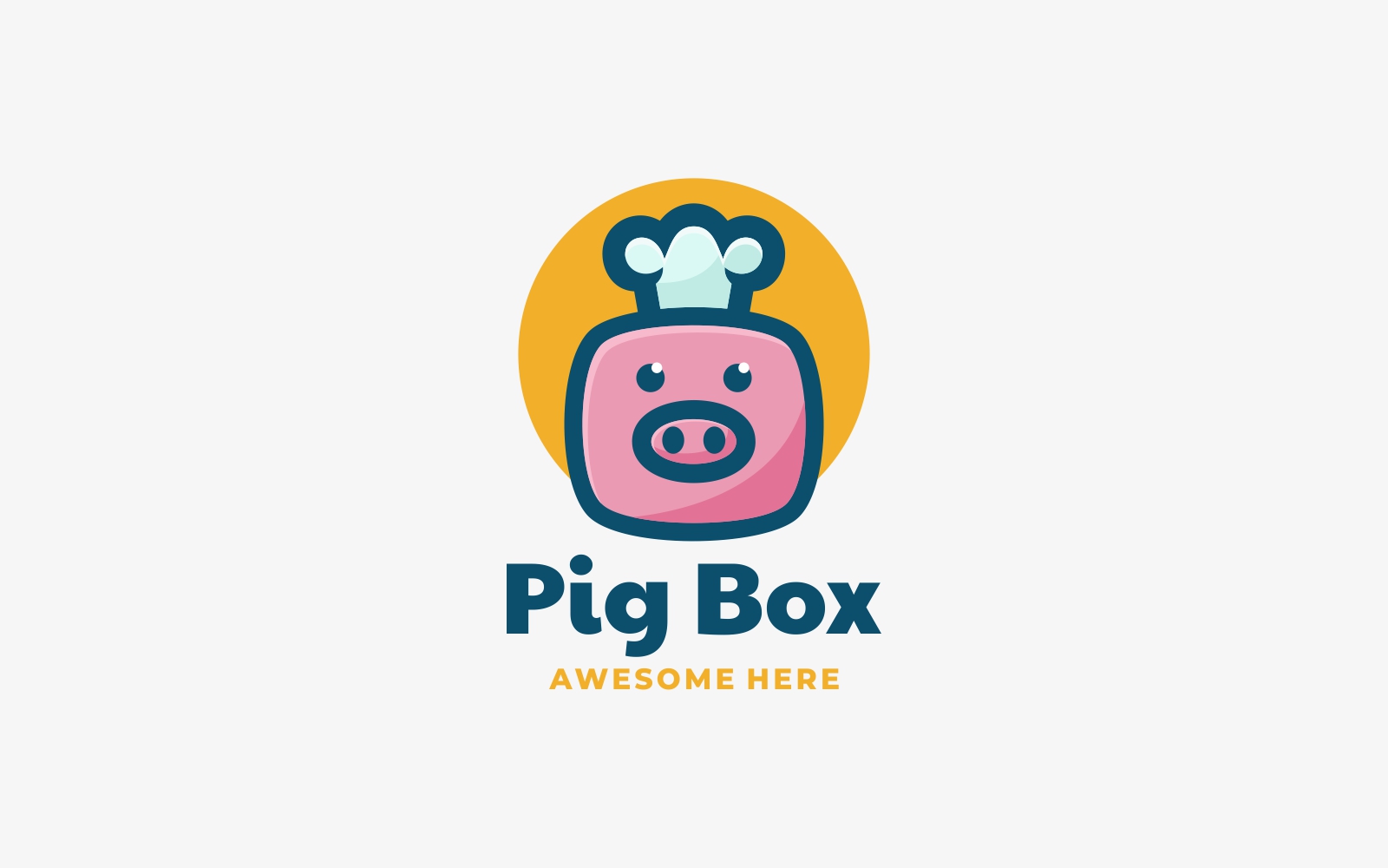 Pig Box Simple Mascot Logo