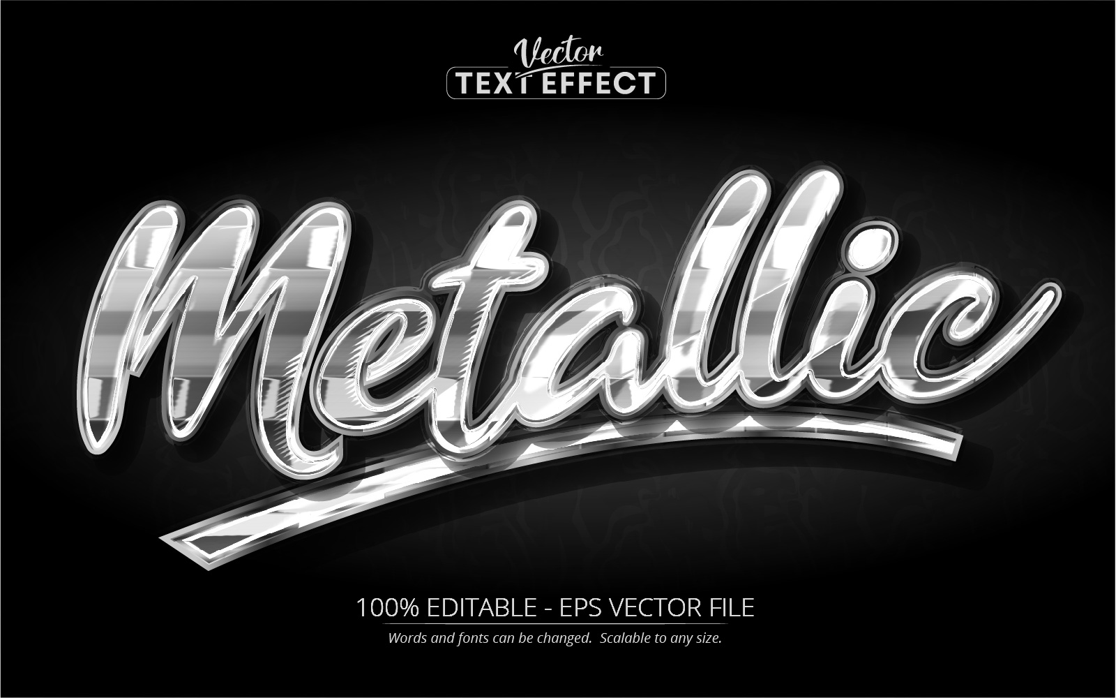 Metallic - Editable Text Effect, Black Metal And Silver Text Style, Graphics Illustration