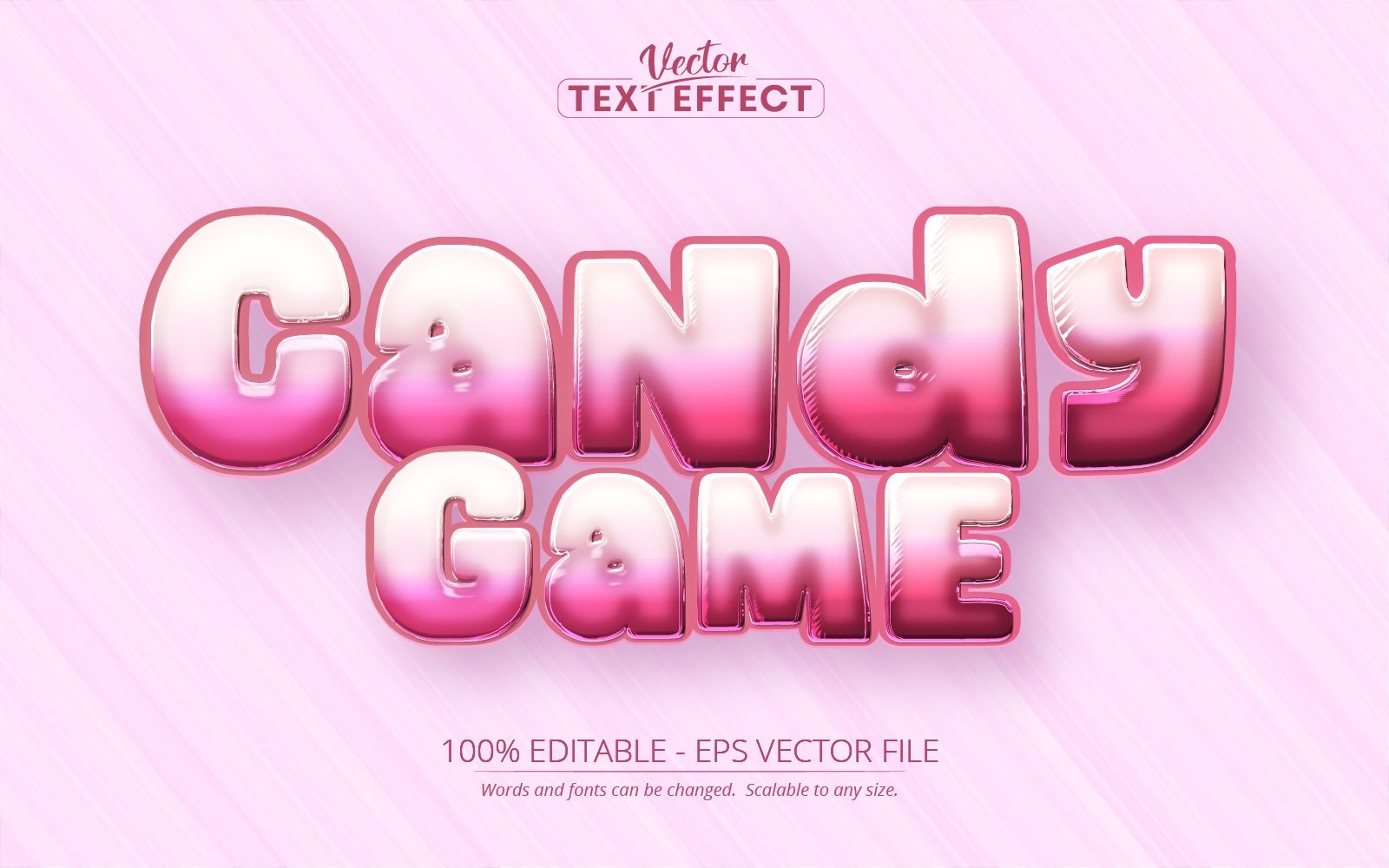 Candy Game - Editable Text Effect, Pink Cartoon Text Style, Graphics Illustration