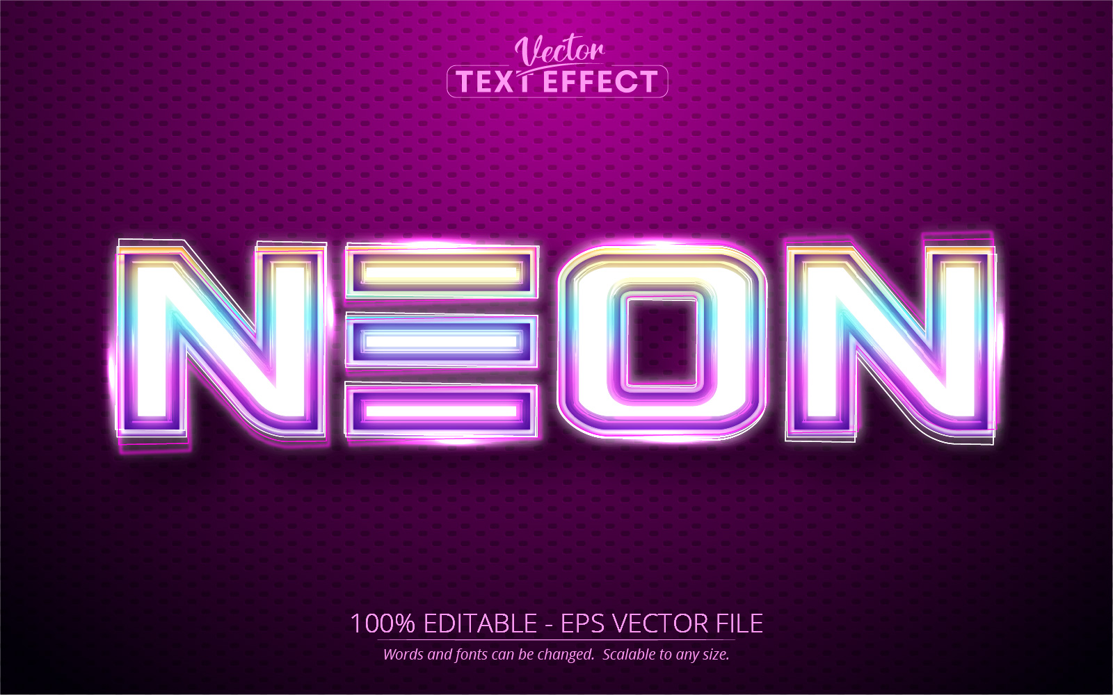 Neon - Editable Text Effect, Neon Glowing Colorful Text Style, Graphics Illustration
