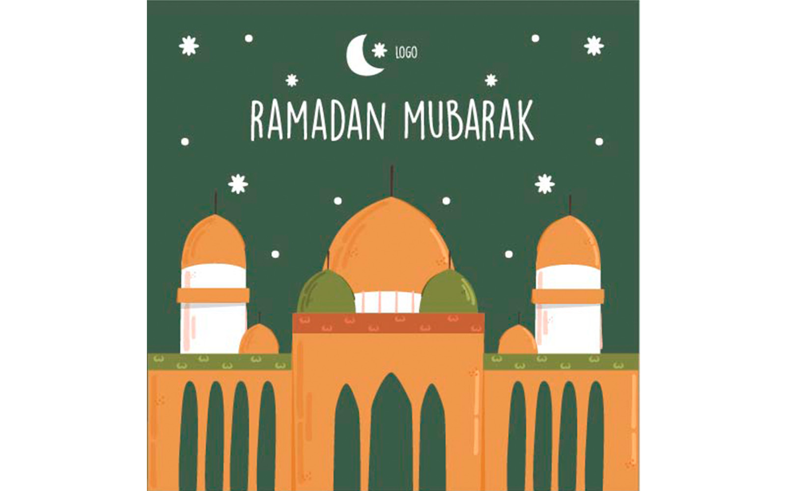 Ramadan Mubarak with Mosque Illustration