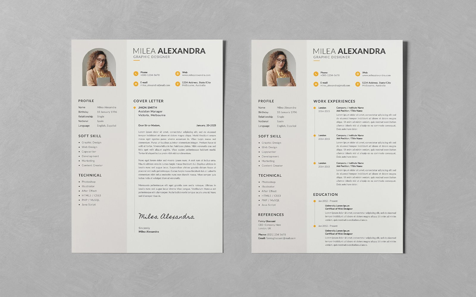 Clean Resume CV Set PSD Templates