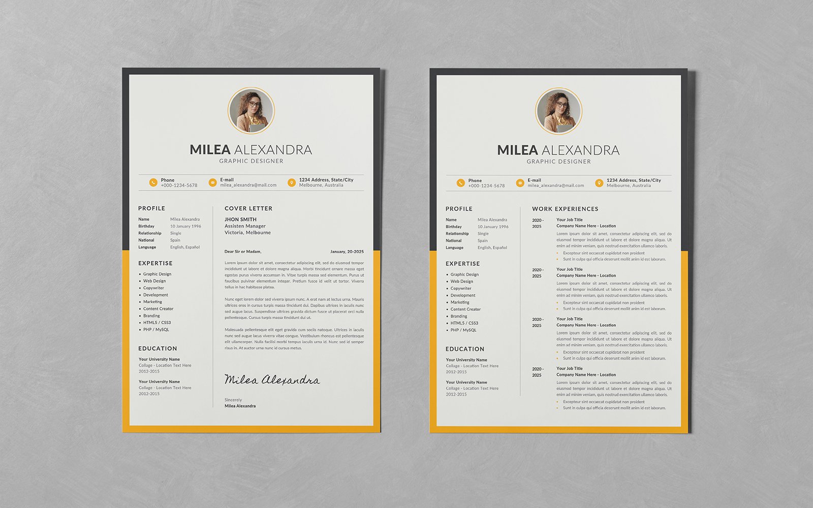 Creative Resume Curriculum Vitae CV Templates