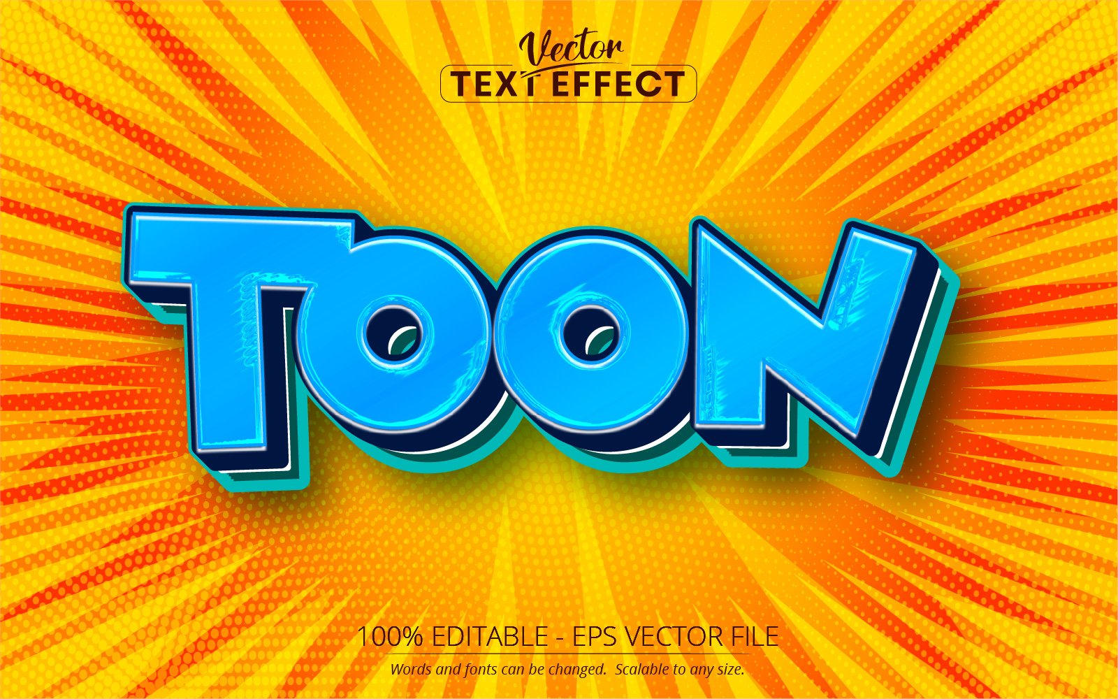Toon - Editable Text Effect, Orange And Blue Comic Text Style, Graphics Illustration