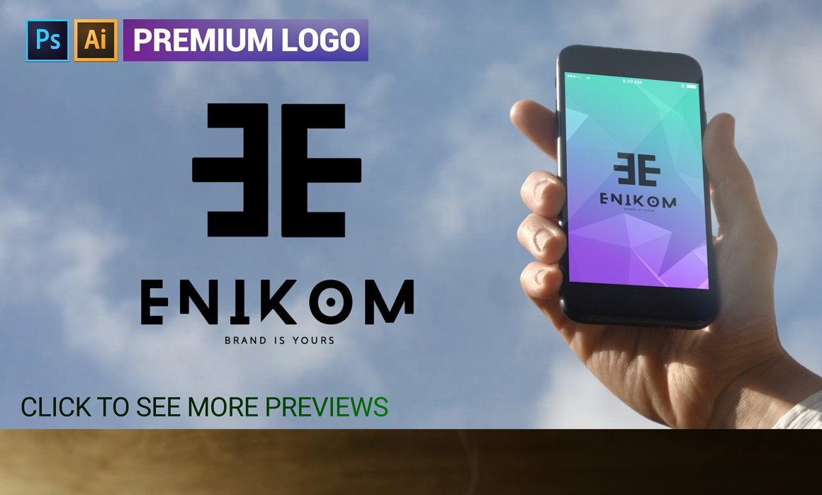 Premium E letter ENIKOM Logo Template