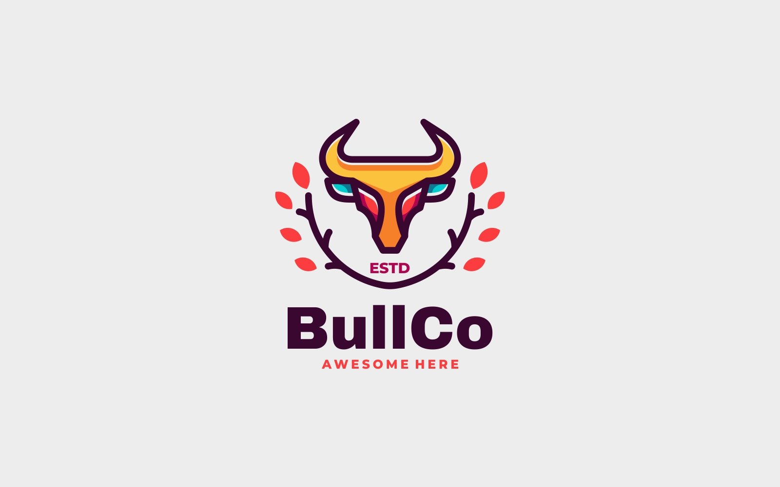 Bull Color Mascot Logo Style
