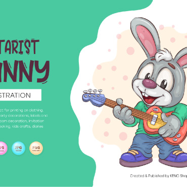 Bunny Guitarist Vectors Templates 237561