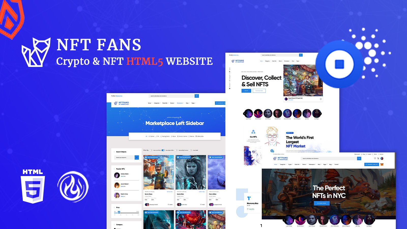 NFT Fans Crypto Marketplace HML5 Website Template