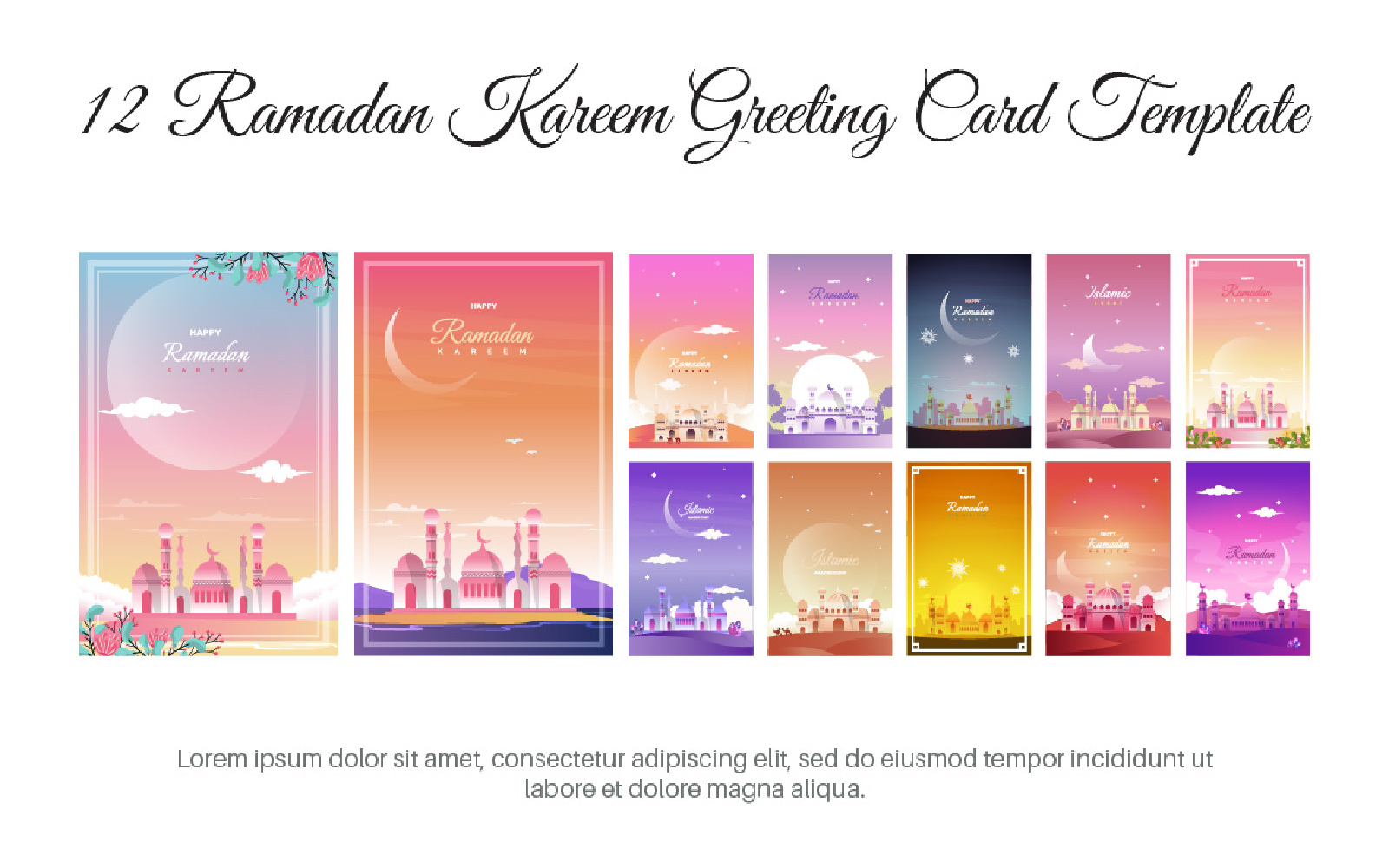 12 Ramadan Kareem Greeting Card Template
