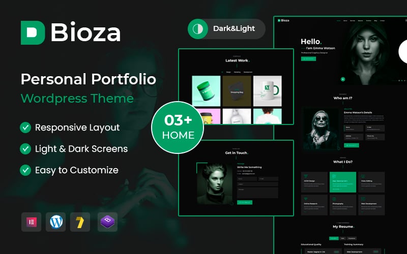 Bioza - Personal Portfolio Landing Page WordPress Theme