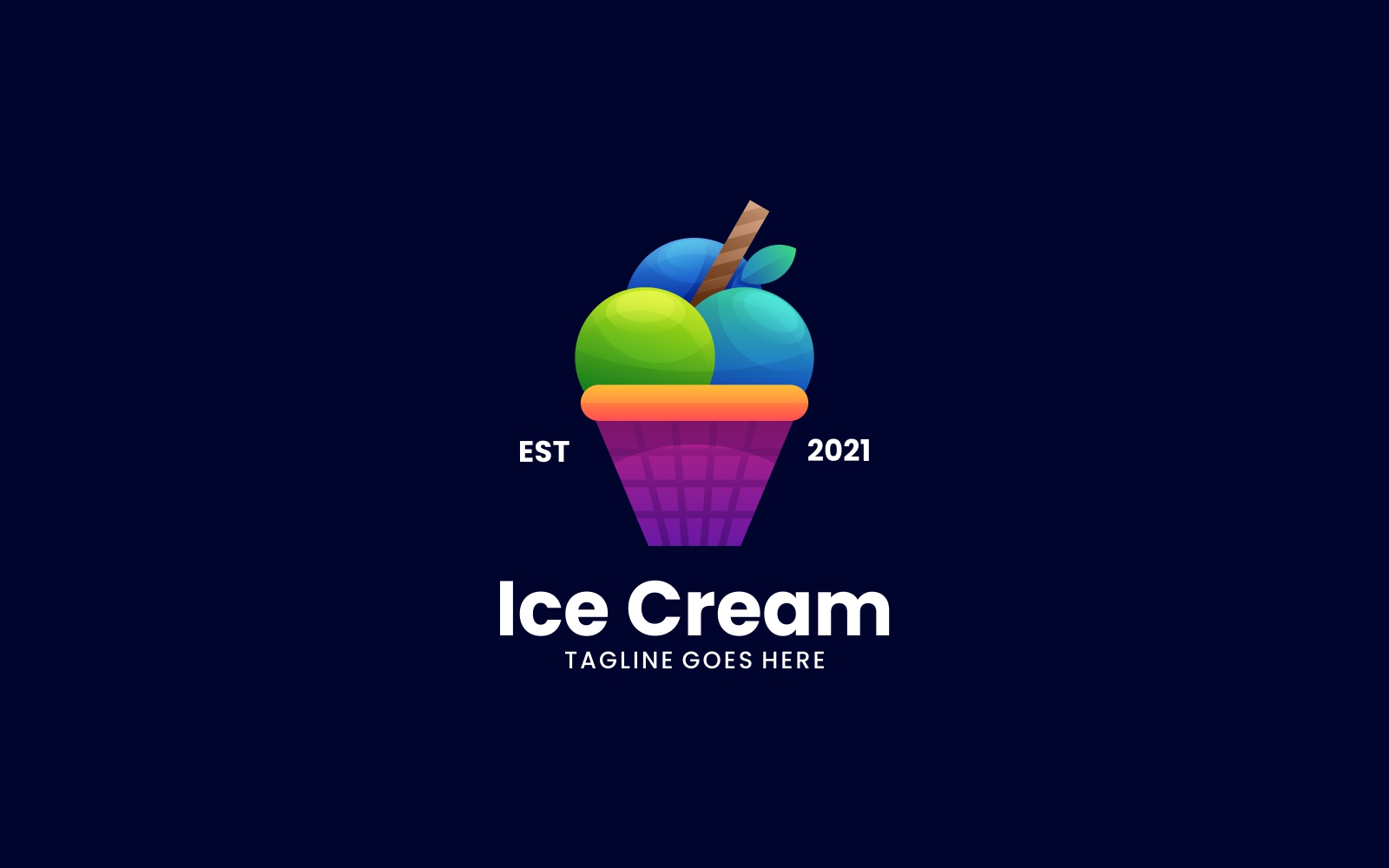 Ice Cream Gradient Colorful Logo Design