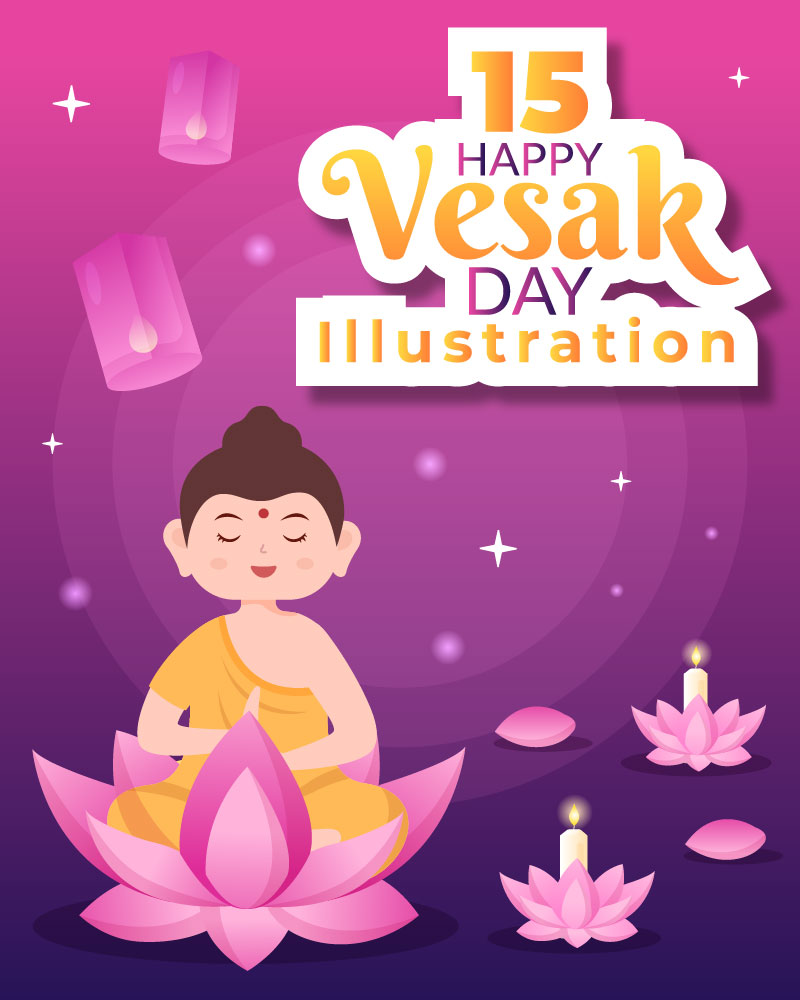 15 Vesak Day Celebration Cartoon Illustration