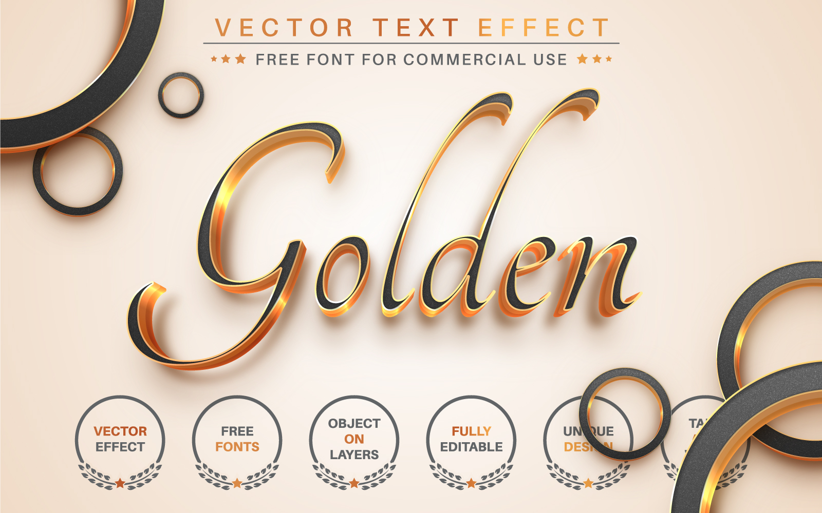 Gold Lettering Editable Text Effect, Font Style, Graphics Illustration