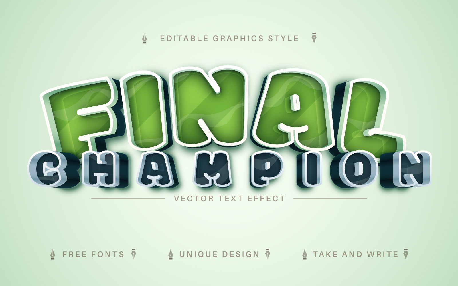 Champion - Editable Text Effect, Font Style, Graphics Illustration