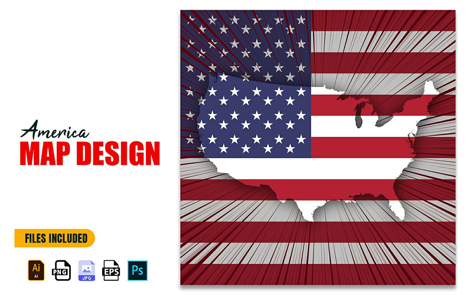 USA Independence Day Map Design Illustration