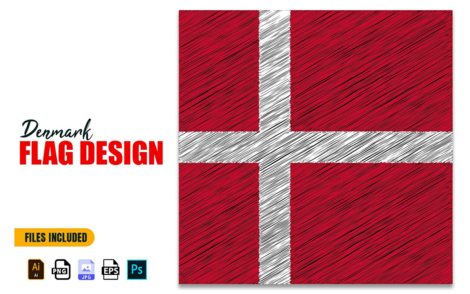 5 June Denmark National Day Flag Design Illustration