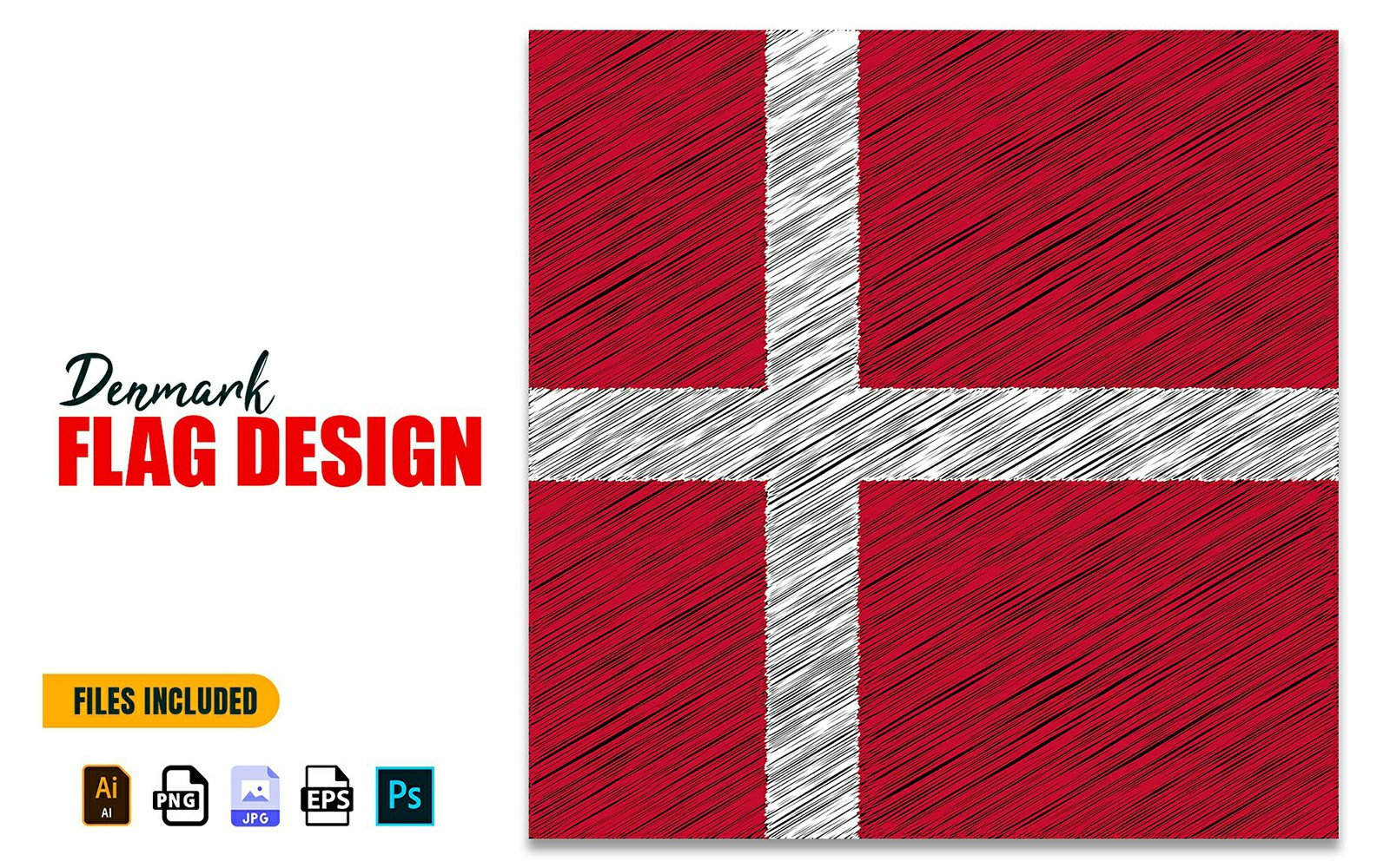 5 June Denmark National Day Flag Design Illustration