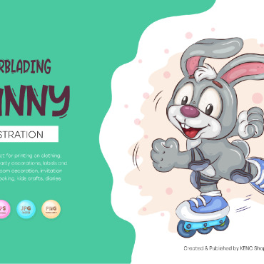 Bunny Rollerblading Vectors Templates 238549