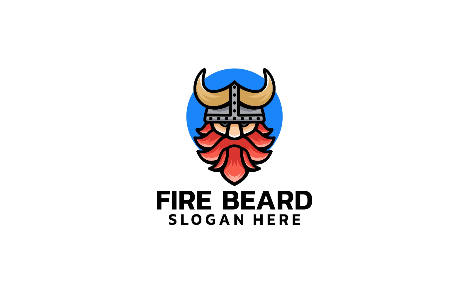 Fire Beard Viking Mascot Logo