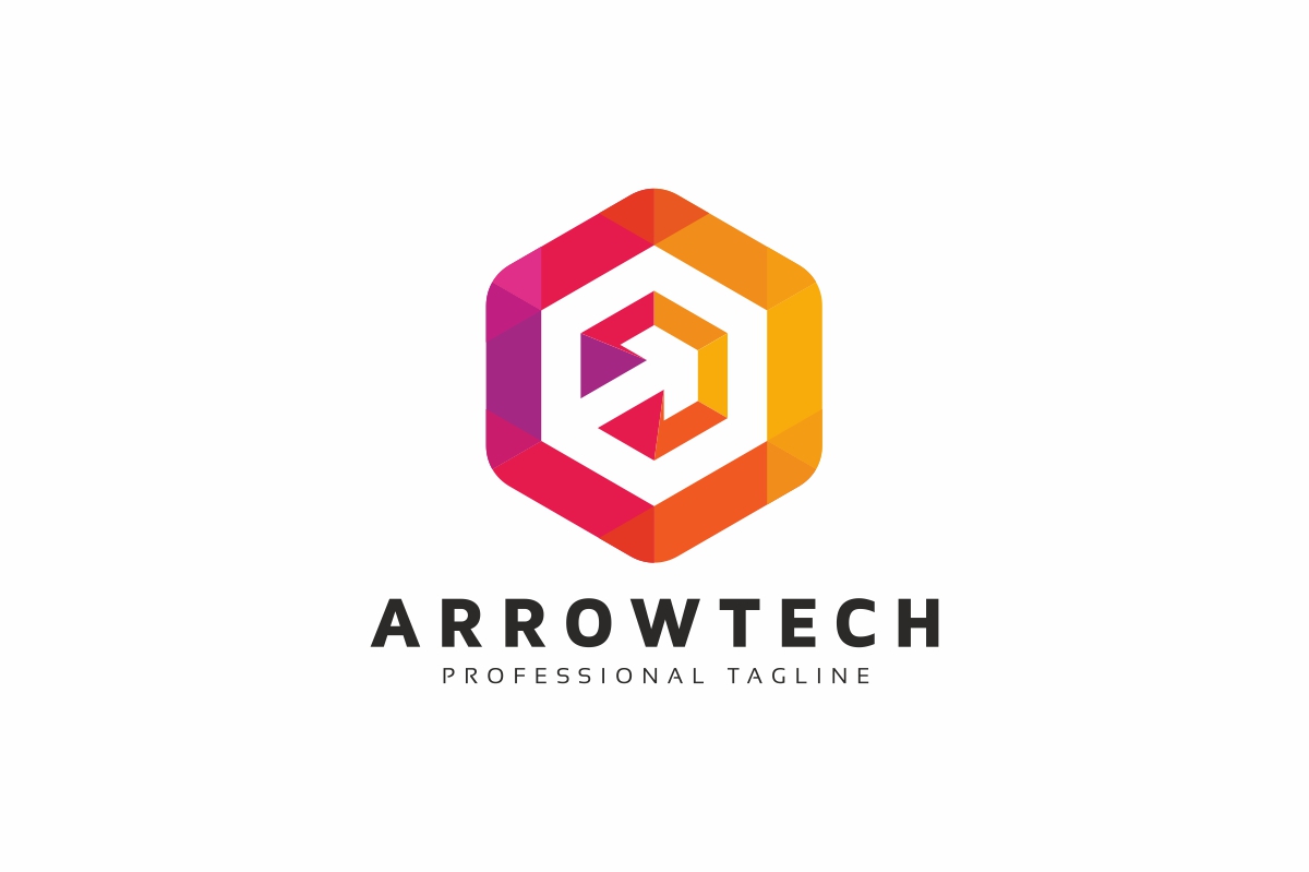 Arrow tech Hexagon Colorful Logo