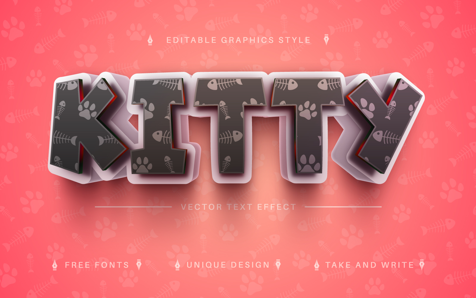 Kitty - Editable Text Effect, Font Style, Graphics Illustration