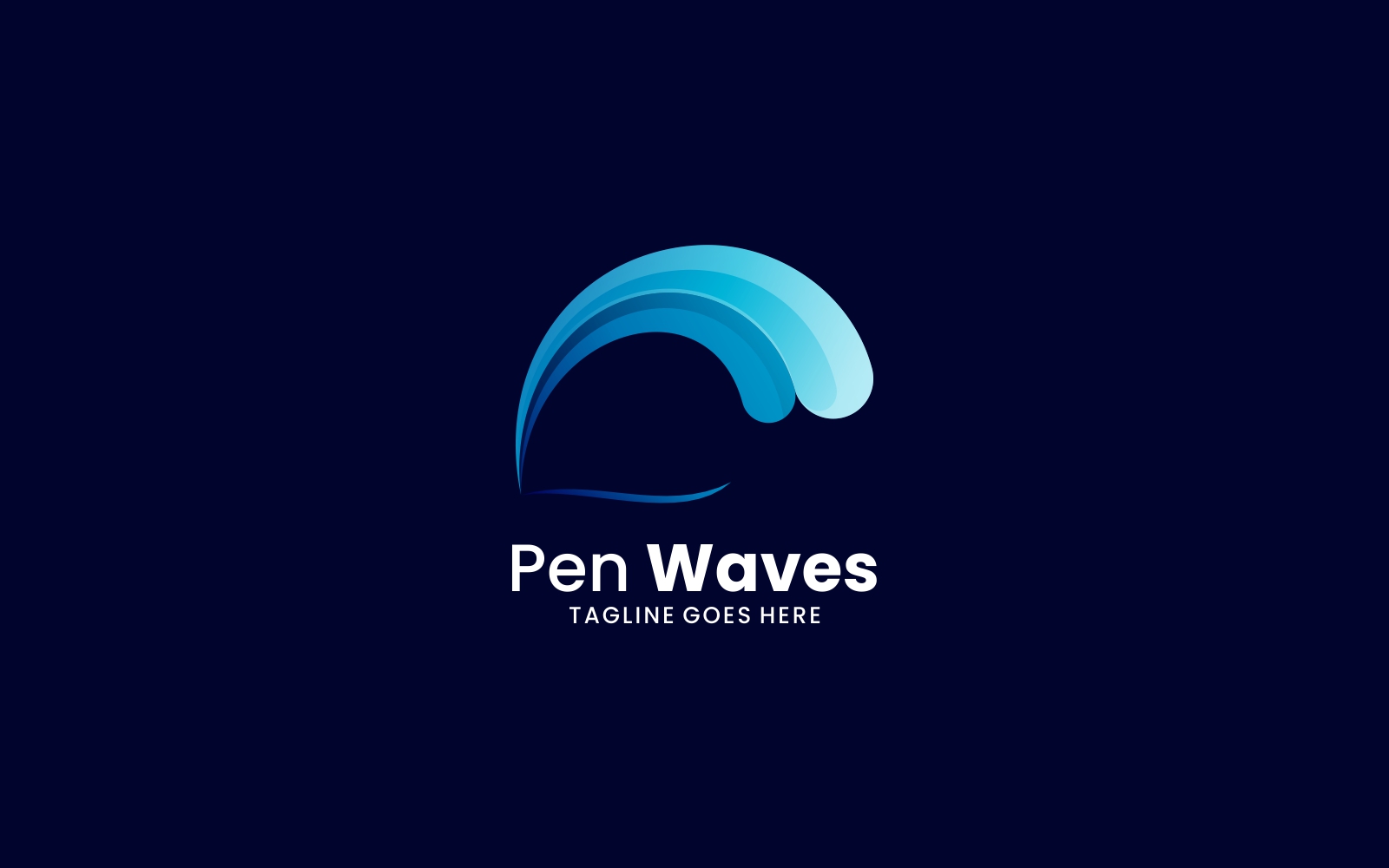 Pen Waves Gradient Logo Style