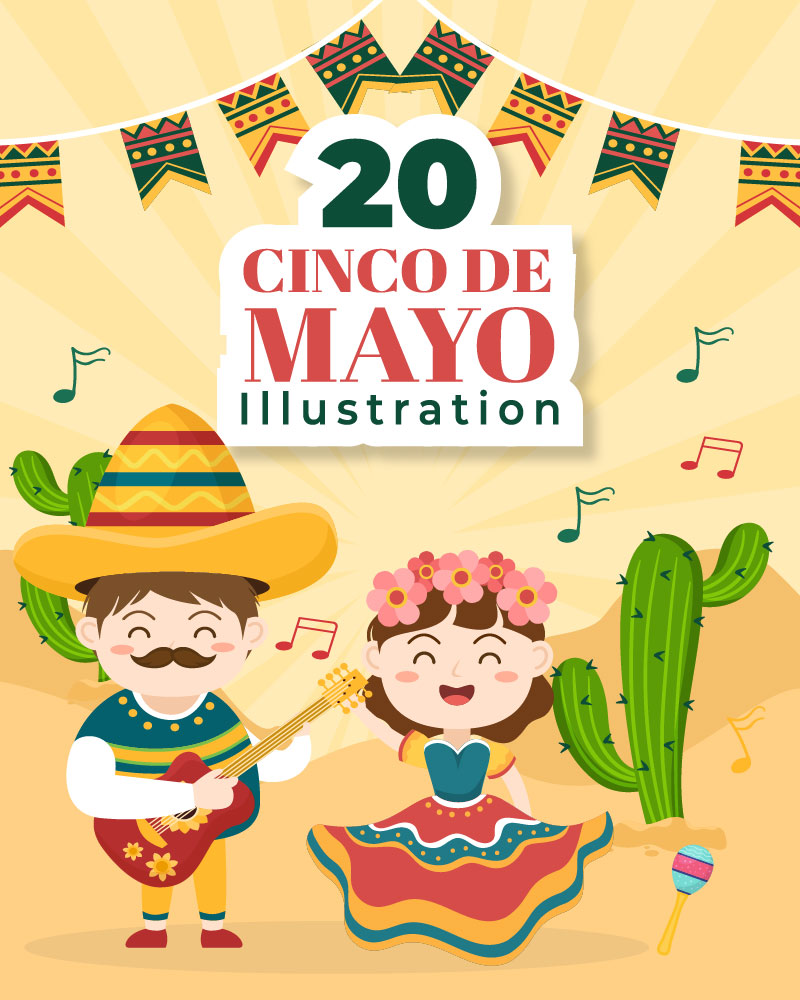 20 Cinco de Mayo Mexican Holiday Illustration