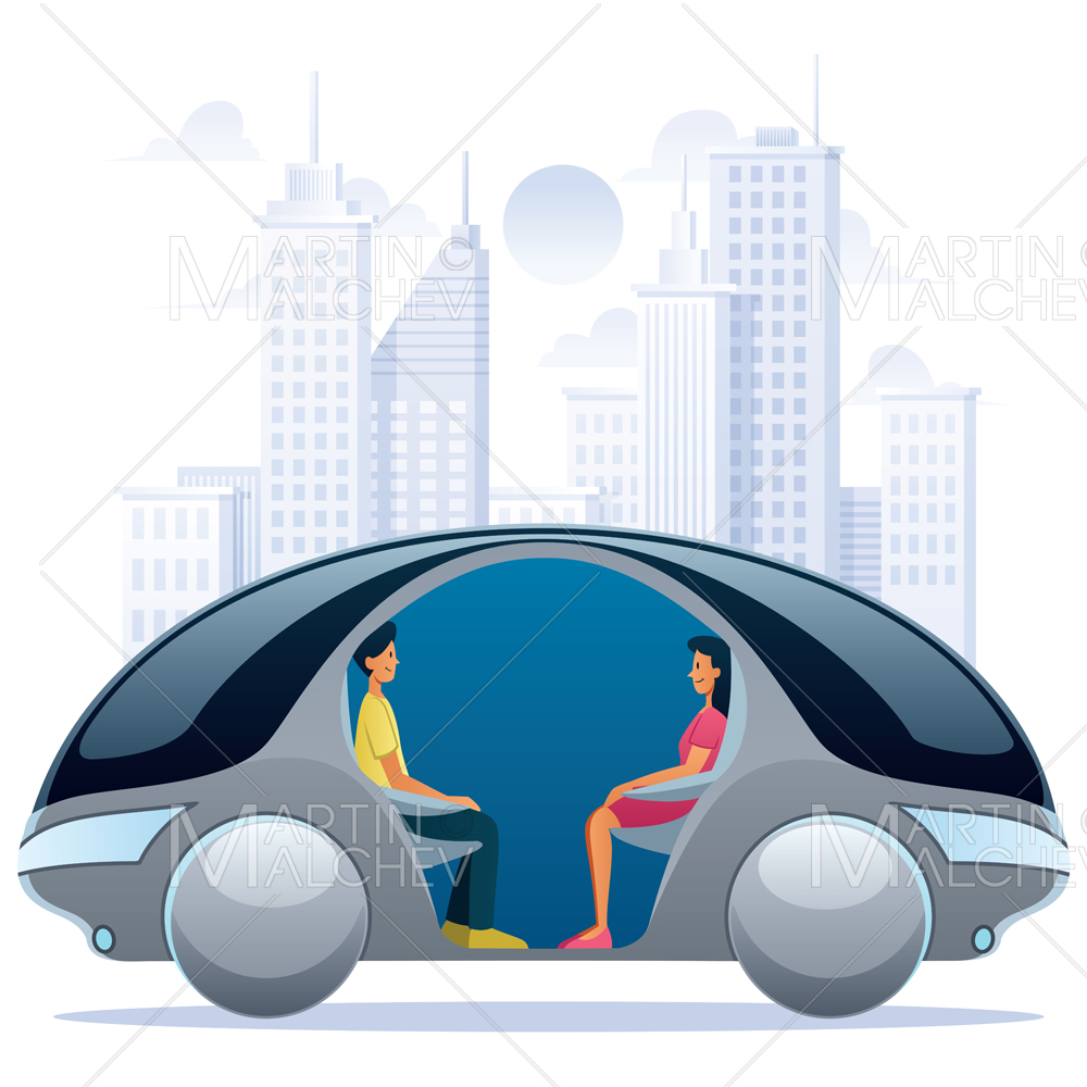Autonomous Car Design Vector Illustration