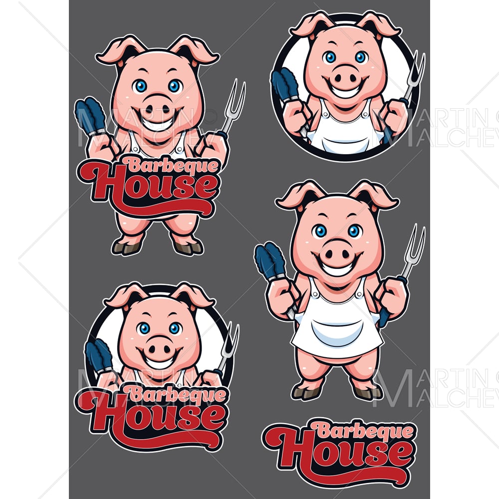 Barbeque House Mascot Vector Illustration