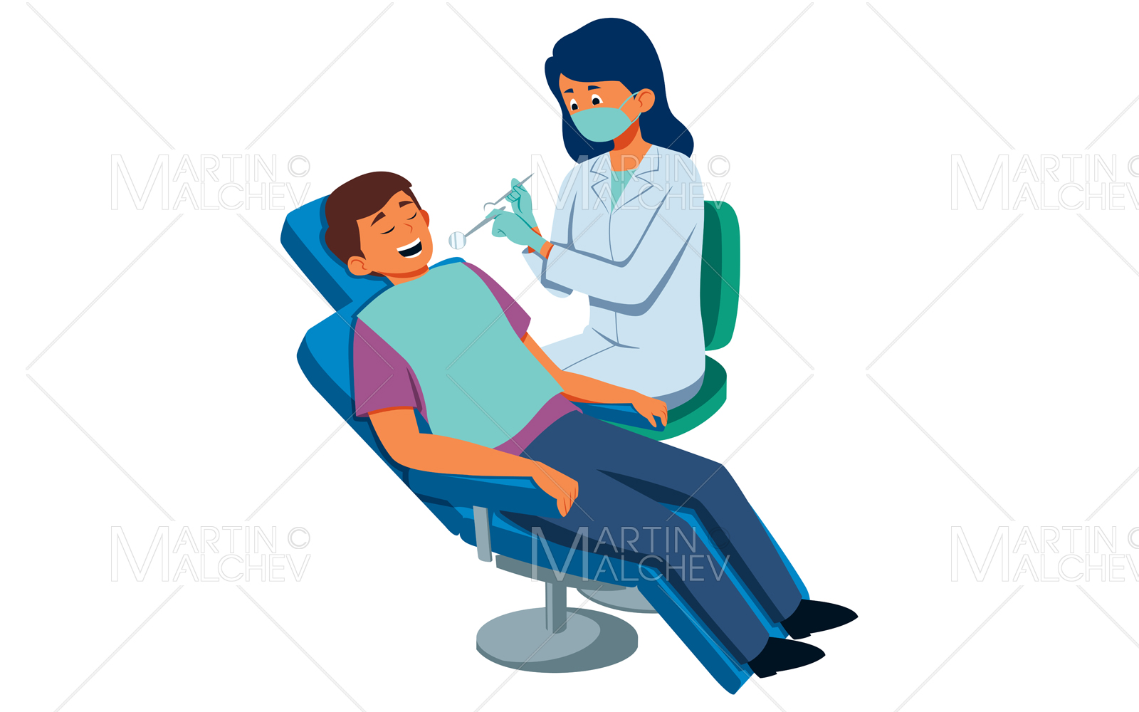 Dentist at Work Vector Illustration